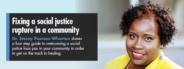 Dr. Stacey Pearson-Wharton blog article: Fixing a social justice rupture in your community